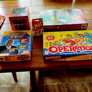 Monopoly, Mad Gab, UNO, Family Feud, operation game set